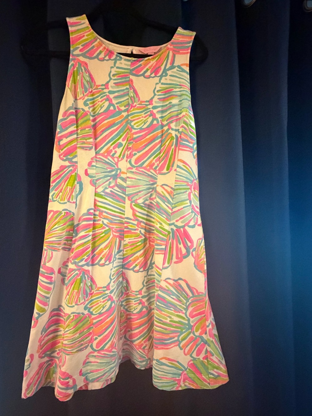 Lilly Pulitzer Sleeveless Shell-Print A-Line Dress in Pink, Green & Blue